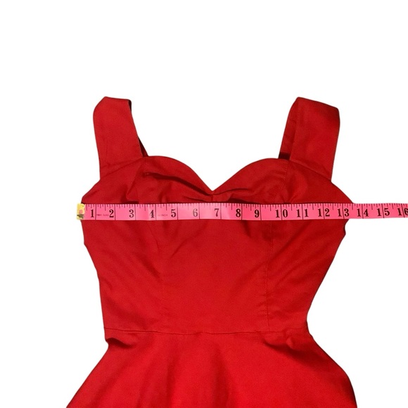 GRACE KARIN VINTAGE 1950’S STYLE HALTER FIT & FLAIRE RED DRESS/ Size S - Picture 9 of 11